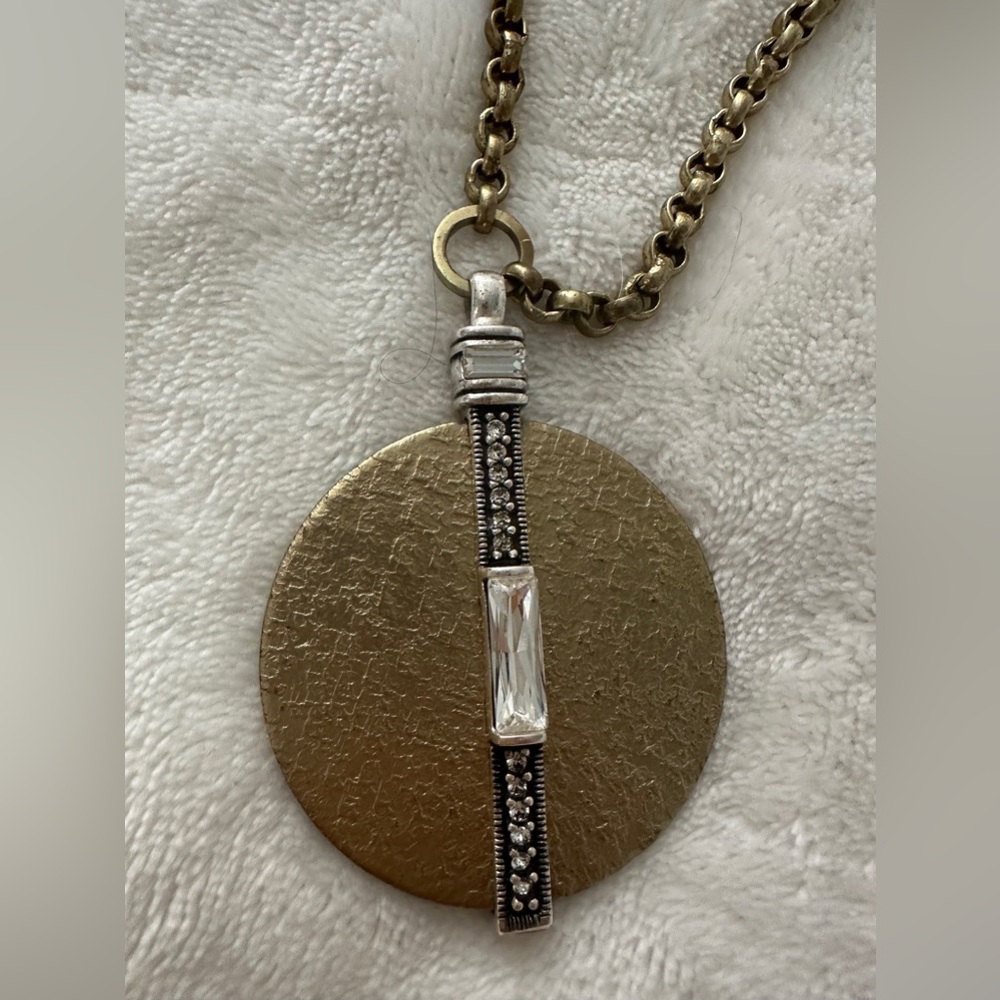 Silpada Gold and Silver Large Textured Pendant Necklace